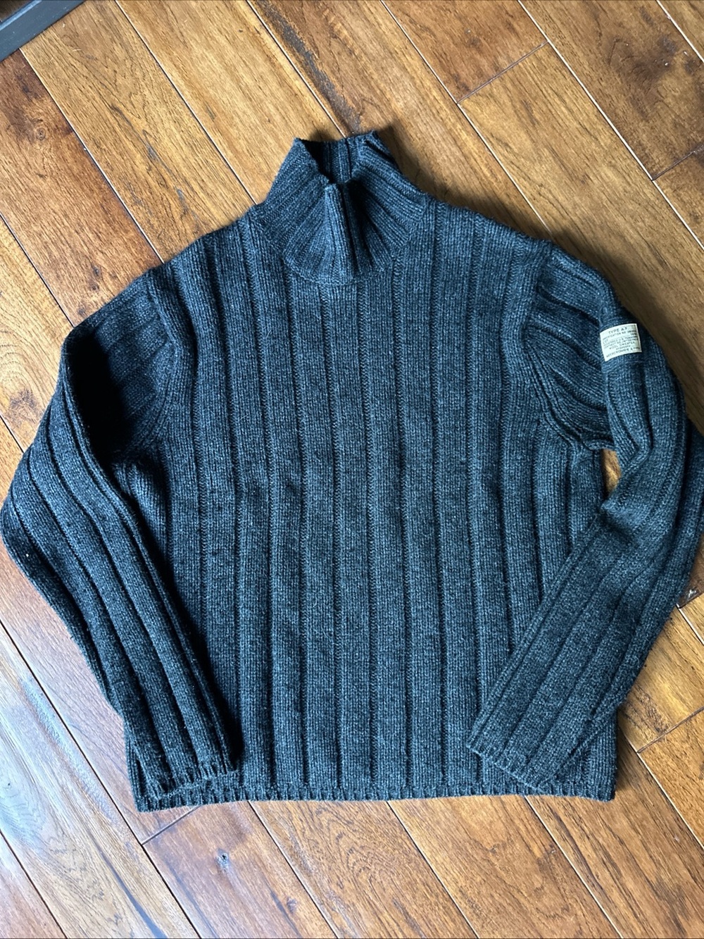 Abercrombie & Fitch Vintage Men Sweater Wool Blend Size L Mock Neck Y2K Charcoal - Picture 1 of 6